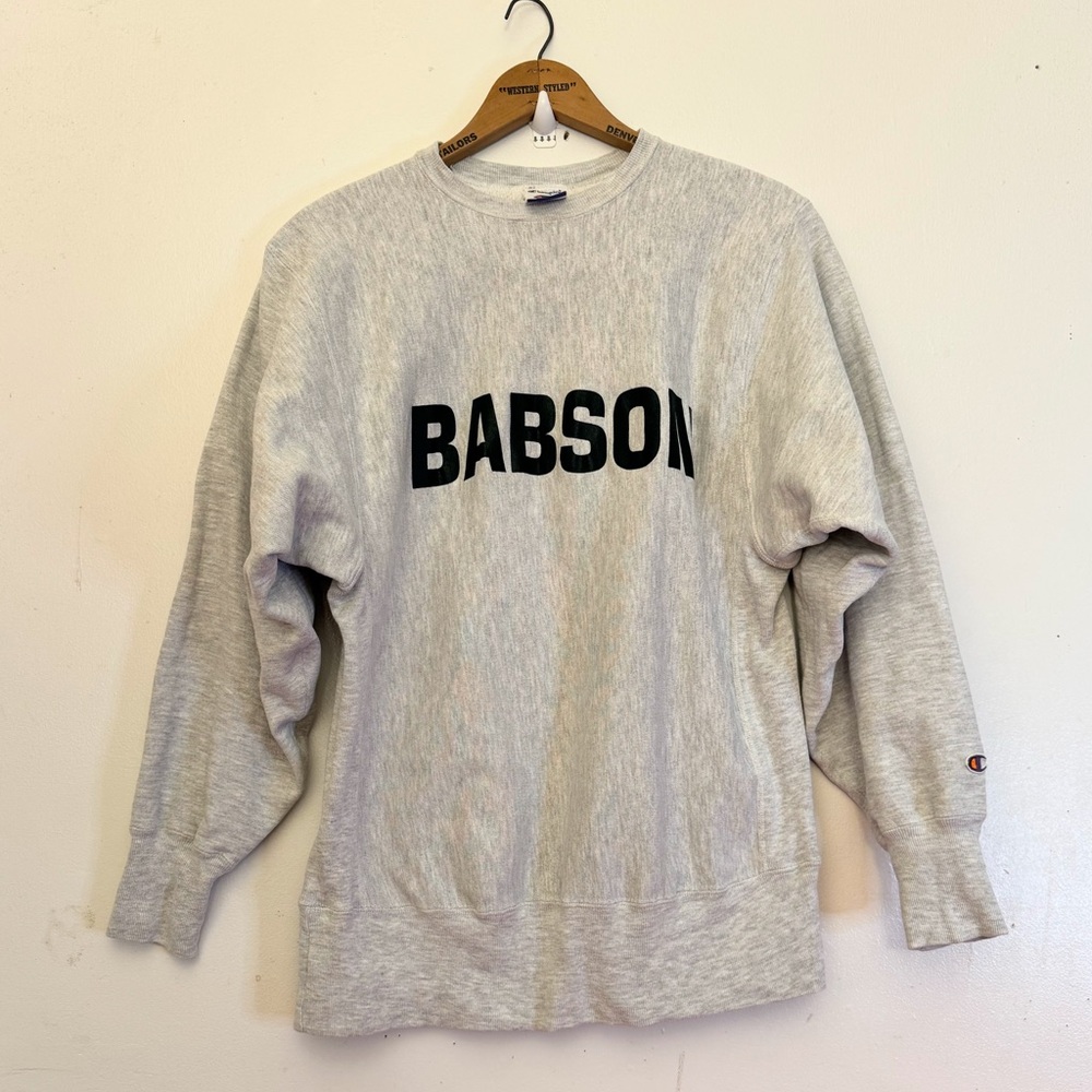 Vintage 90s Babson College Champion Authentic Athletic Grey Sweatshirt Size L
